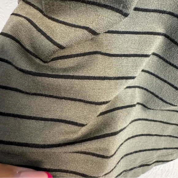 Express Green Stripe V neck mock wrap dress Womans SM - Picture 4 of 8